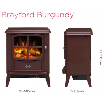 Dimplex Brayford Optiflame Electric Stove - Burgundy