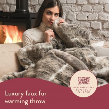 land Hygge Days Deluxe Alaskan Husky Electric Heated Throw Blanket