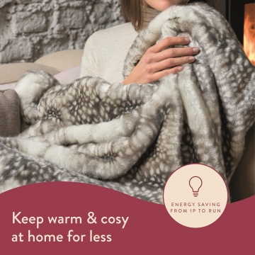 Dreamland Hygge Days Deluxe Fallow Deer Electric Heated Throw Blanket
