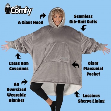 The Comfy Original Wearable Blanket with fluffy Sherpa Hood